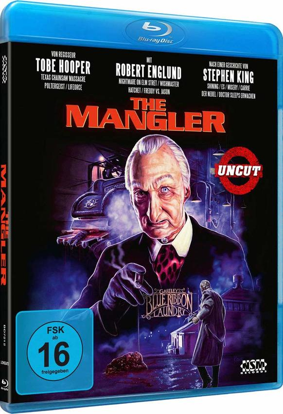 DVD-Hülle mit Filmplakat. Der Film heißt The Mangler.