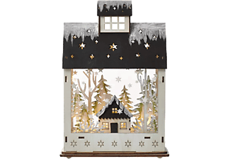 EMOS Karácsonyi dekoráció, Fa házikó, 20*30cm, 7LED, 2xAA, időzítővel, meleg fehér (ZY2317)