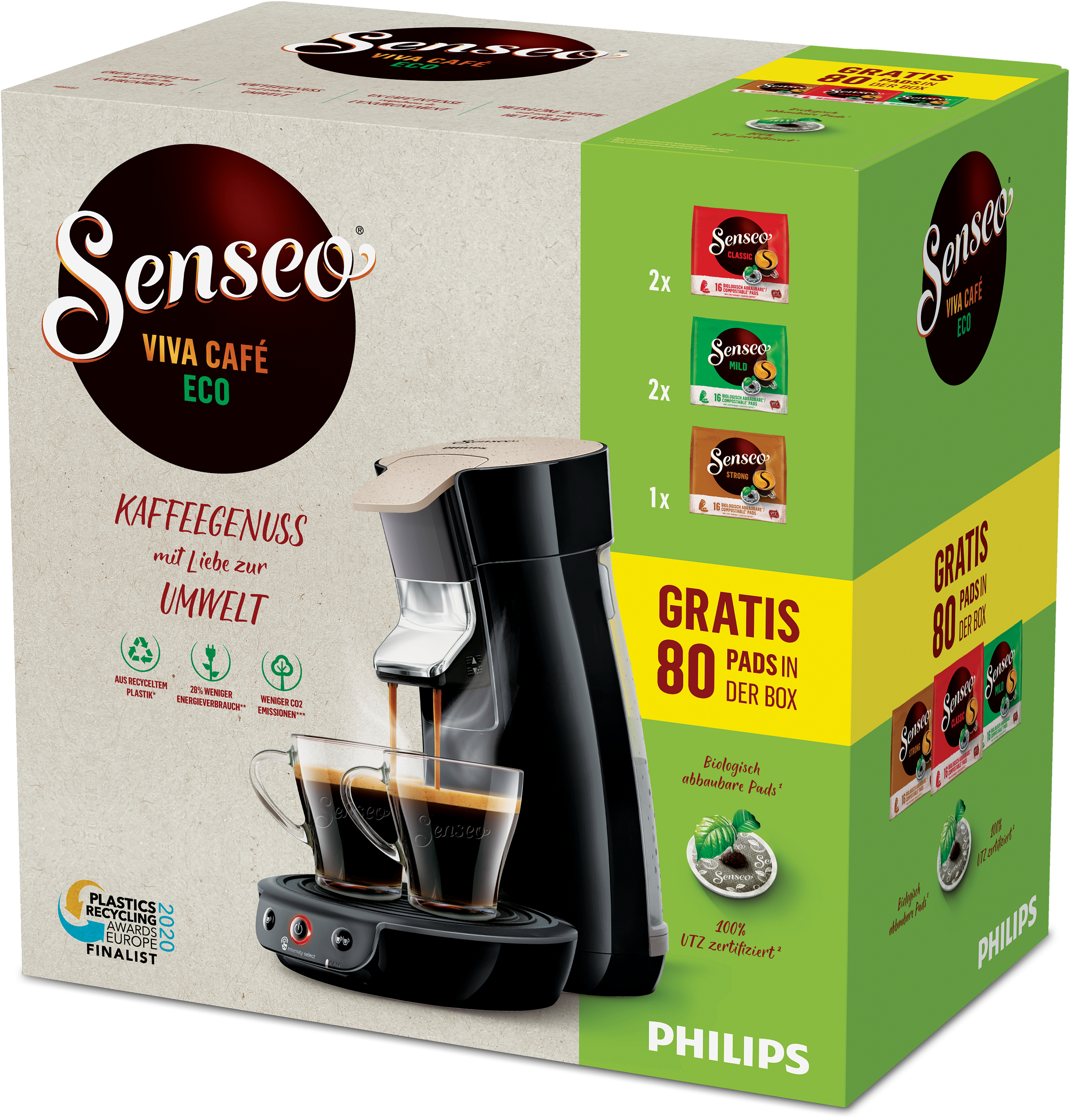 PHILIPS HD6562/32 Senseo Viva Café Eco Padmaschine, Nougat
