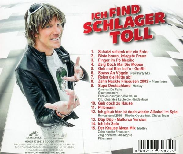 Albumcover mit einem lächelnden Mann, der eine CD hält, mit Text und Trackliste.