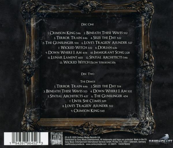 CD-Hülle hinten mit Titelliste und Credits. Rahmen um den Text.
