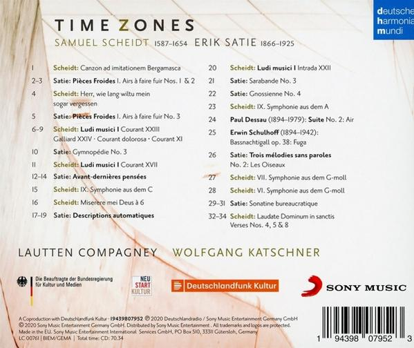 CD-Hülle mit Text. Weißer Hintergrund. Albumtitel: Time Zones.