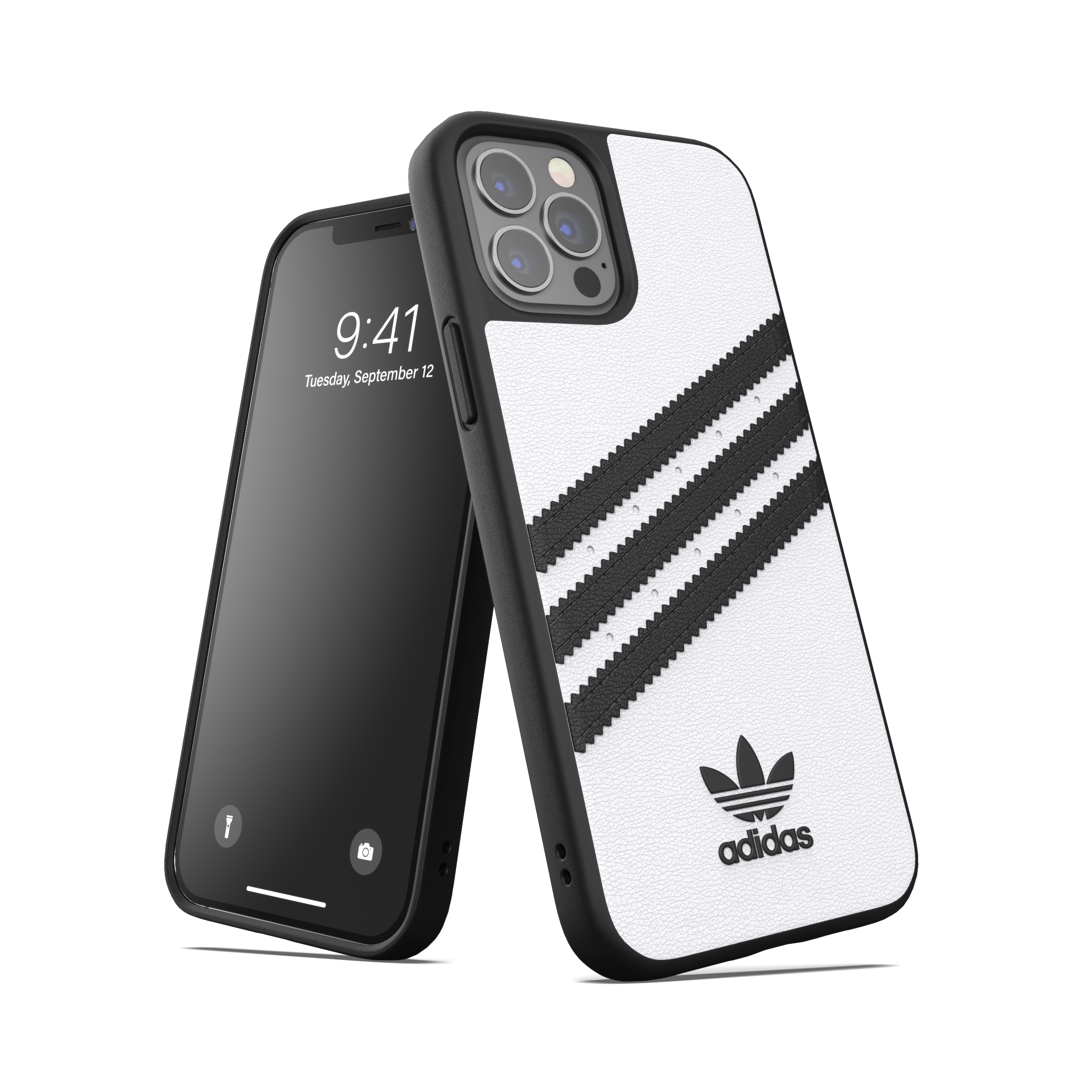 ADIDAS ORIGINALS Moulded Case, Backcover, Apple, iPhone 12, iPhone 12 Pro, Weiß/Schwarz