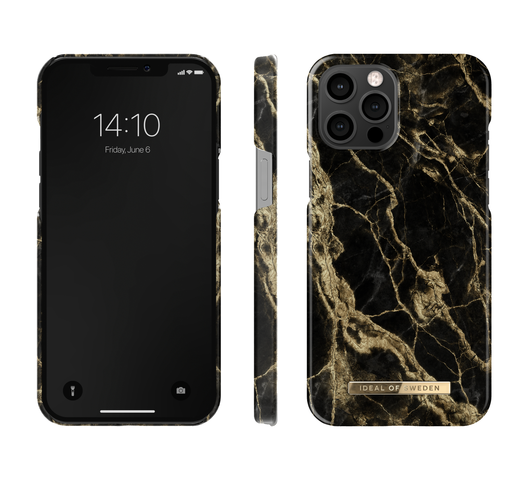 IDEAL OF SWEDEN Fashion Case, Apple, Marble Backcover, iPhone Pro Max, Smoke 12 Golden