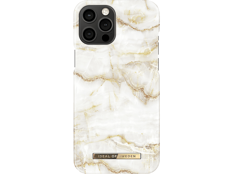 IDEAL OF SWEDEN Fashion Case, Pearl Apple, Golden iPhone 12 Marble Backcover, Pro Max