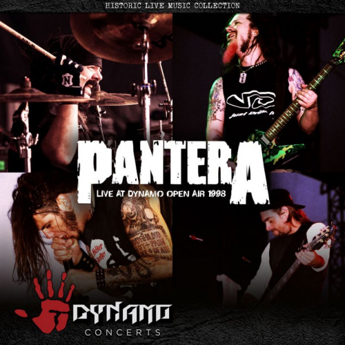 Pochette d'album avec des photos d'un concert live. Texte : Pantera, Live at Dynamo Open Air 1998.
