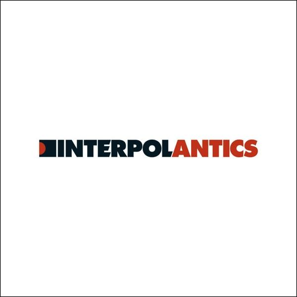 Het woord INTERPOLANTICS, met een rood en zwart ontwerp. Witte achtergrond.