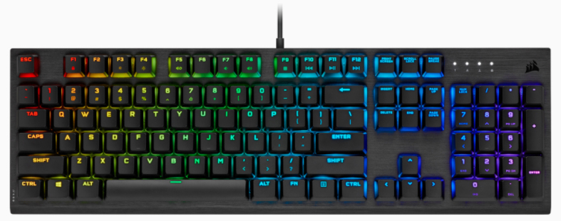 CORSAIR K60 RGB, Gaming Tastatur, Mechanisch, Cherry MX Low Profile, kabelgebunden, Schwarz