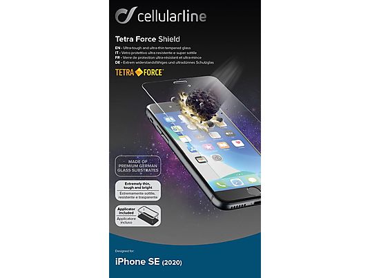 CELLULAR LINE Tetra Force Shield - Verre de protection (Convient pour le modèle: Apple iPhone SE (2020))