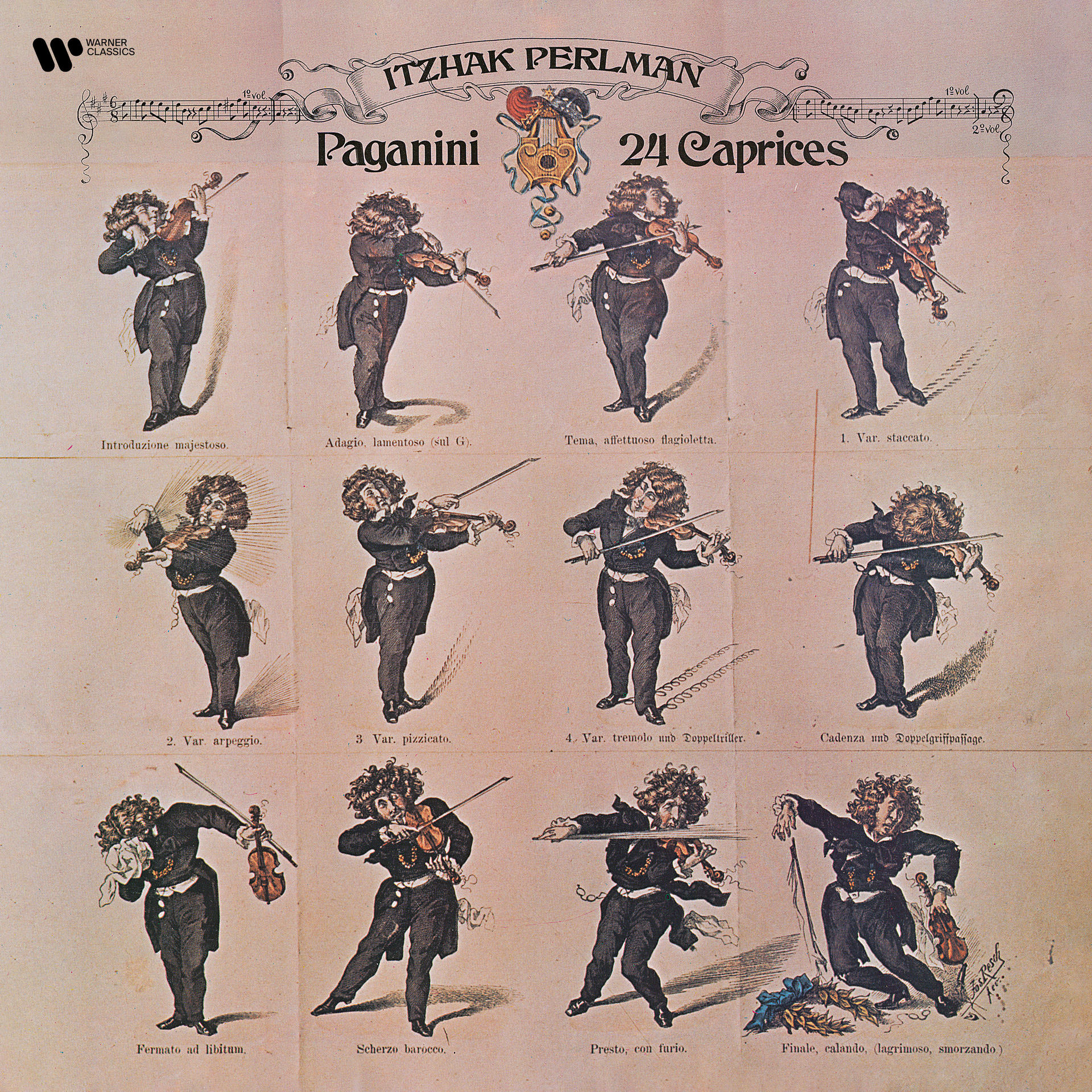 Itzhak Perlman illusztrációja hegedűvel.