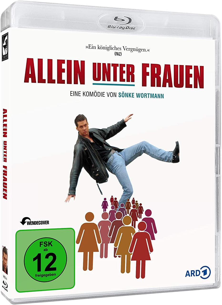 Blu-ray Disc Box, Film 'Allein Unter Frauen', mit Mann und Frauengestalten auf dem Cover.