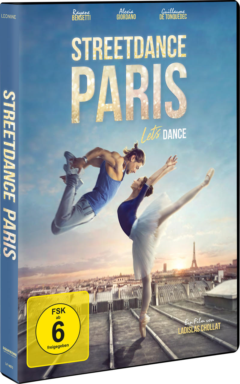 DVD-Hülle von Streetdance Paris, mit Tanzpaar und Eiffelturm.
