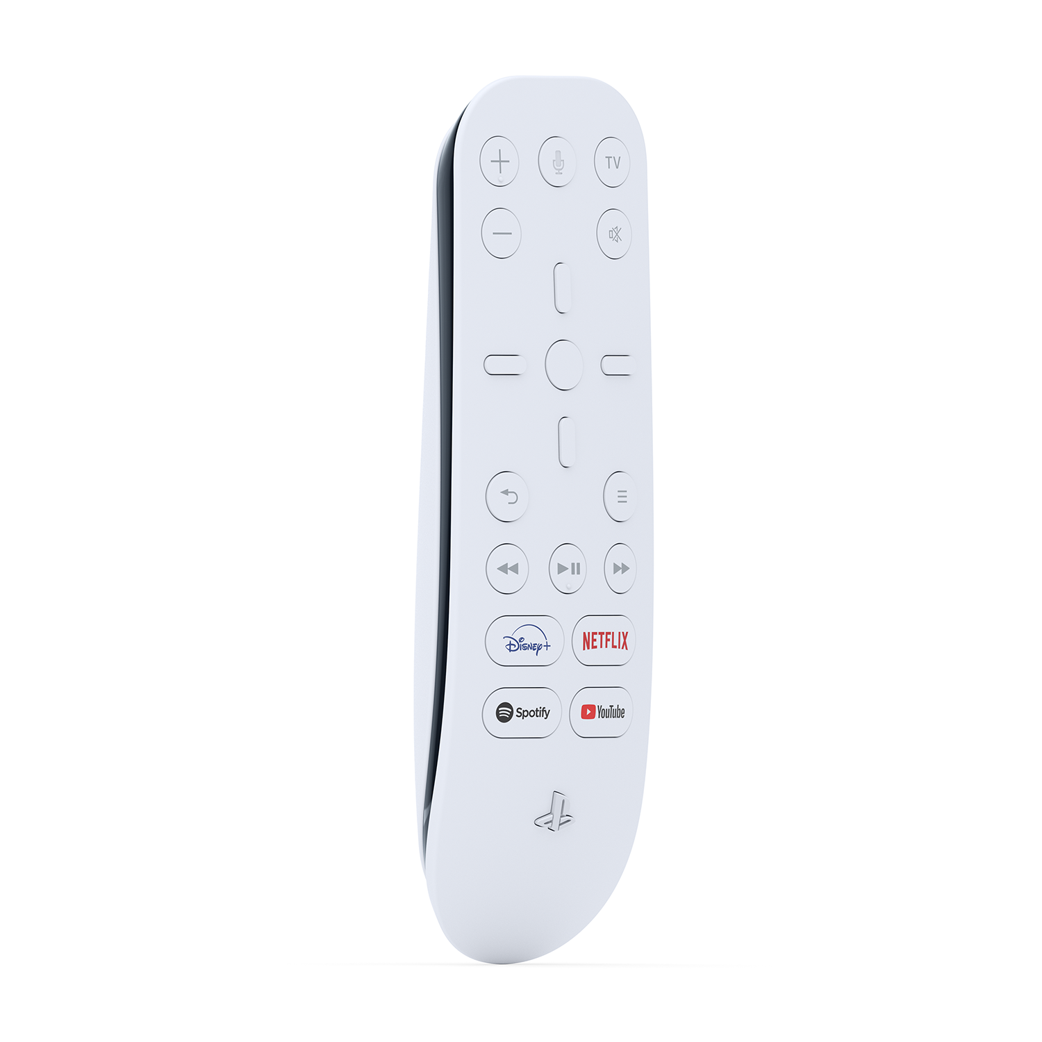 Mando a distancia de Playstation blanco sobre fondo blanco.