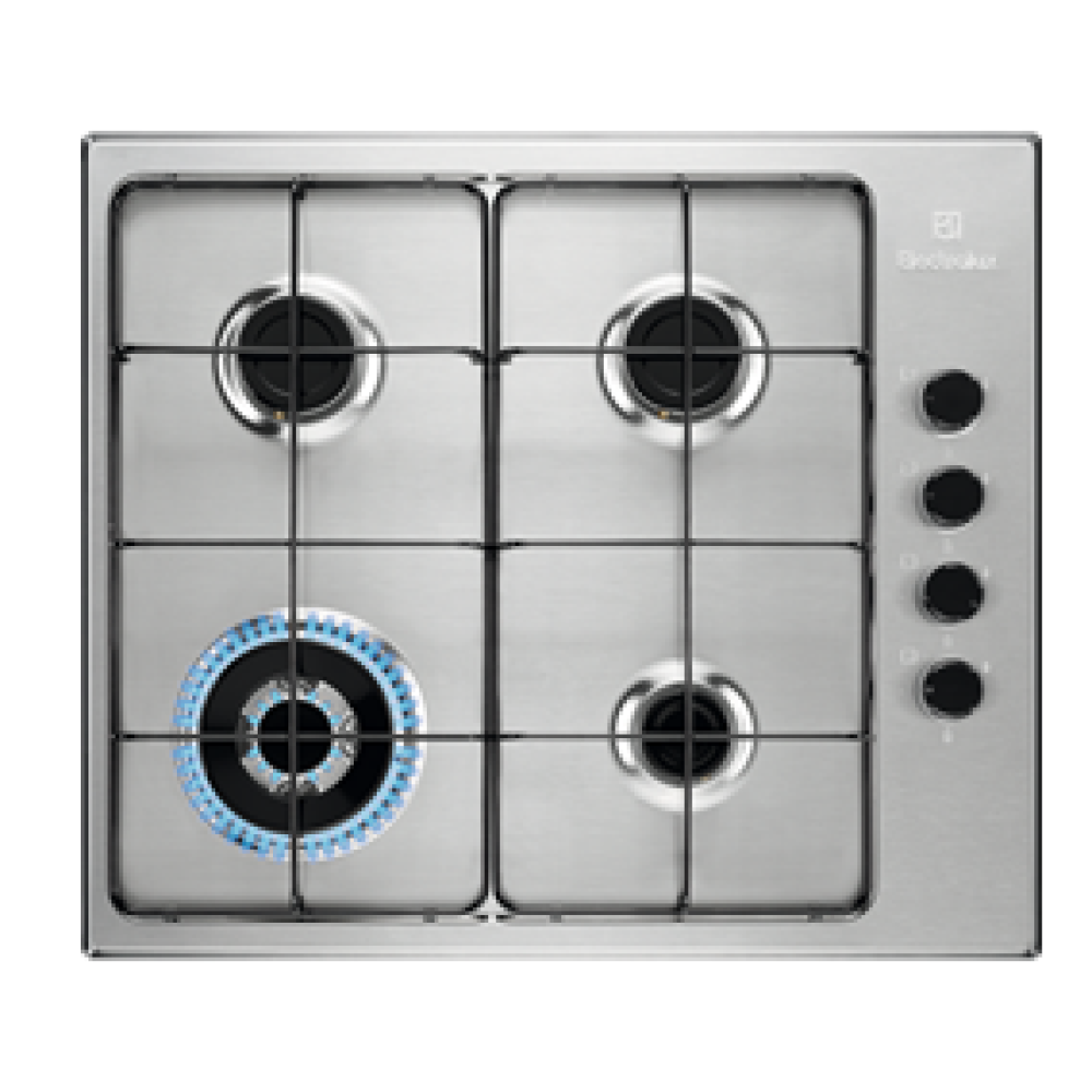 Encimera - Electrolux EGS6414X, Gas, 4 zonas, 59 cm, Acero inoxidable, 4000 W, Inox