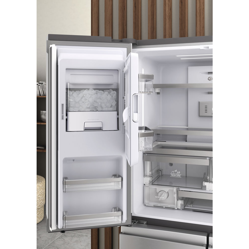 BAUKNECHT BQ9I MO1L Kühlgefrierkombination French Door (592 l, F, 1876 mm hoch, Edelstahloptik)