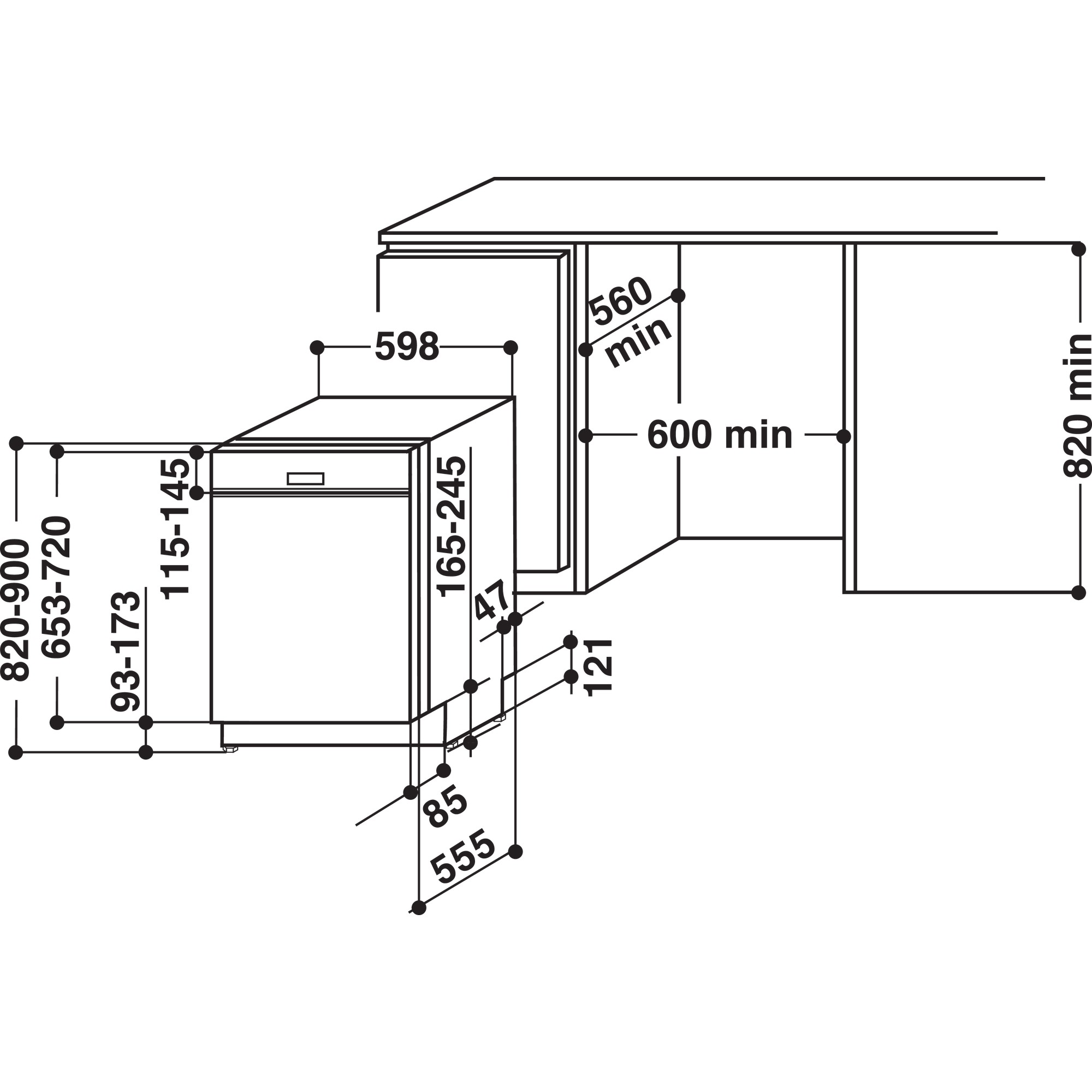 BAUKNECHT BBC 3C26 X Geschirrspüler (teilintegrierbar, 595 mm breit, 46 dB (A), E)