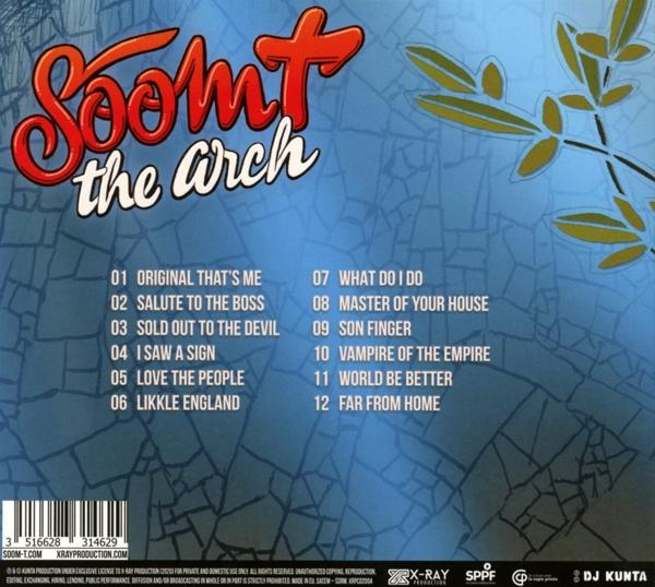 CD-Rückseite mit Titelliste und einem rauchigen Hintergrund.