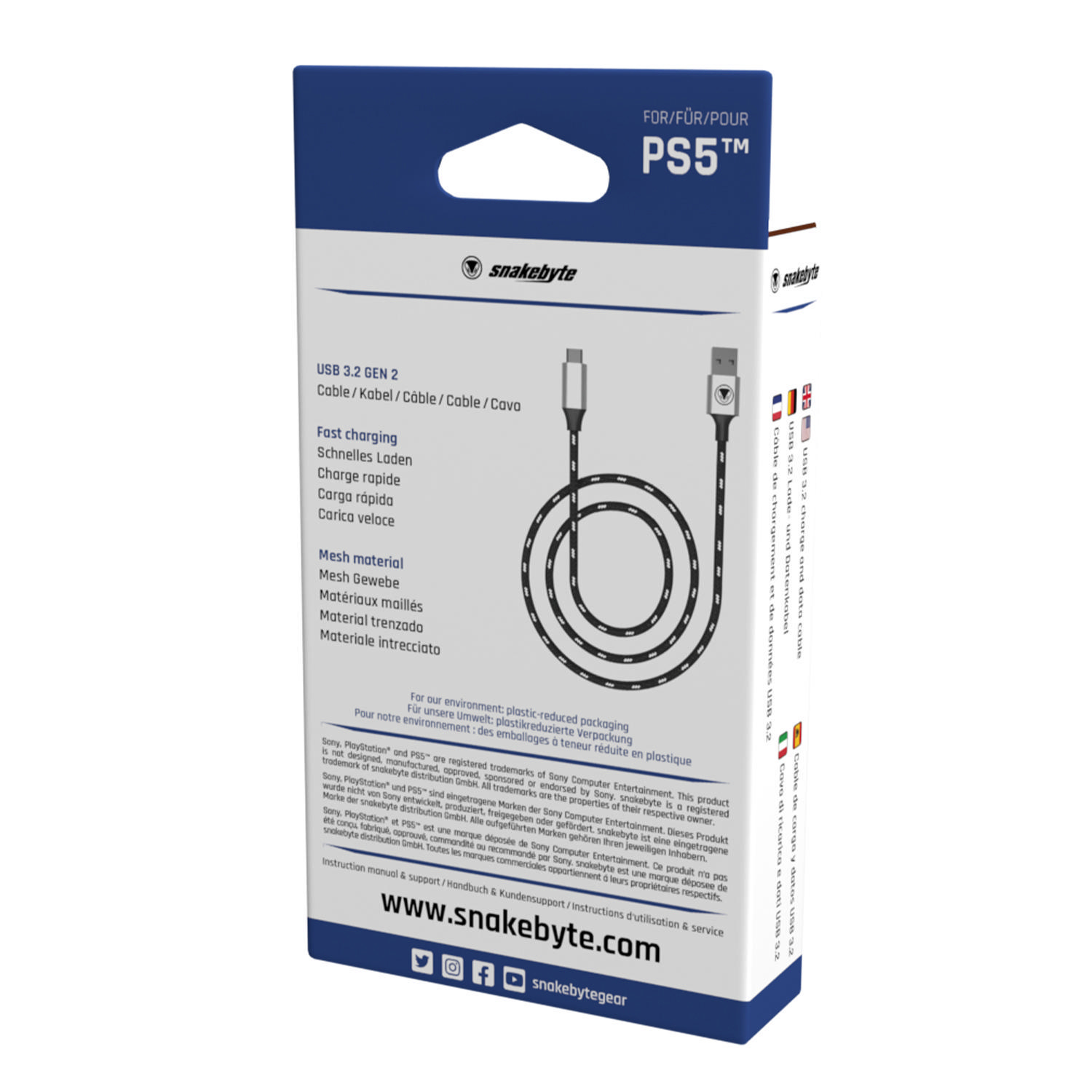 & PS5, SNAKEBYTE (2m) PS5 Data: Schwarz/Weiß 5 Charge USB CABLE Zubehör