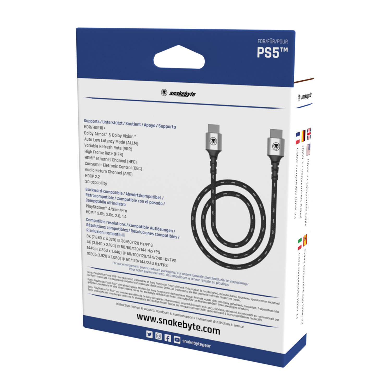 Ps5 Snakebyte Hdmi SNAKEBYTE PS5 HDMI: Cable PRO™ 4K/8K (2m) HDMI Kabel  4K/8K Schwarz/Weiß