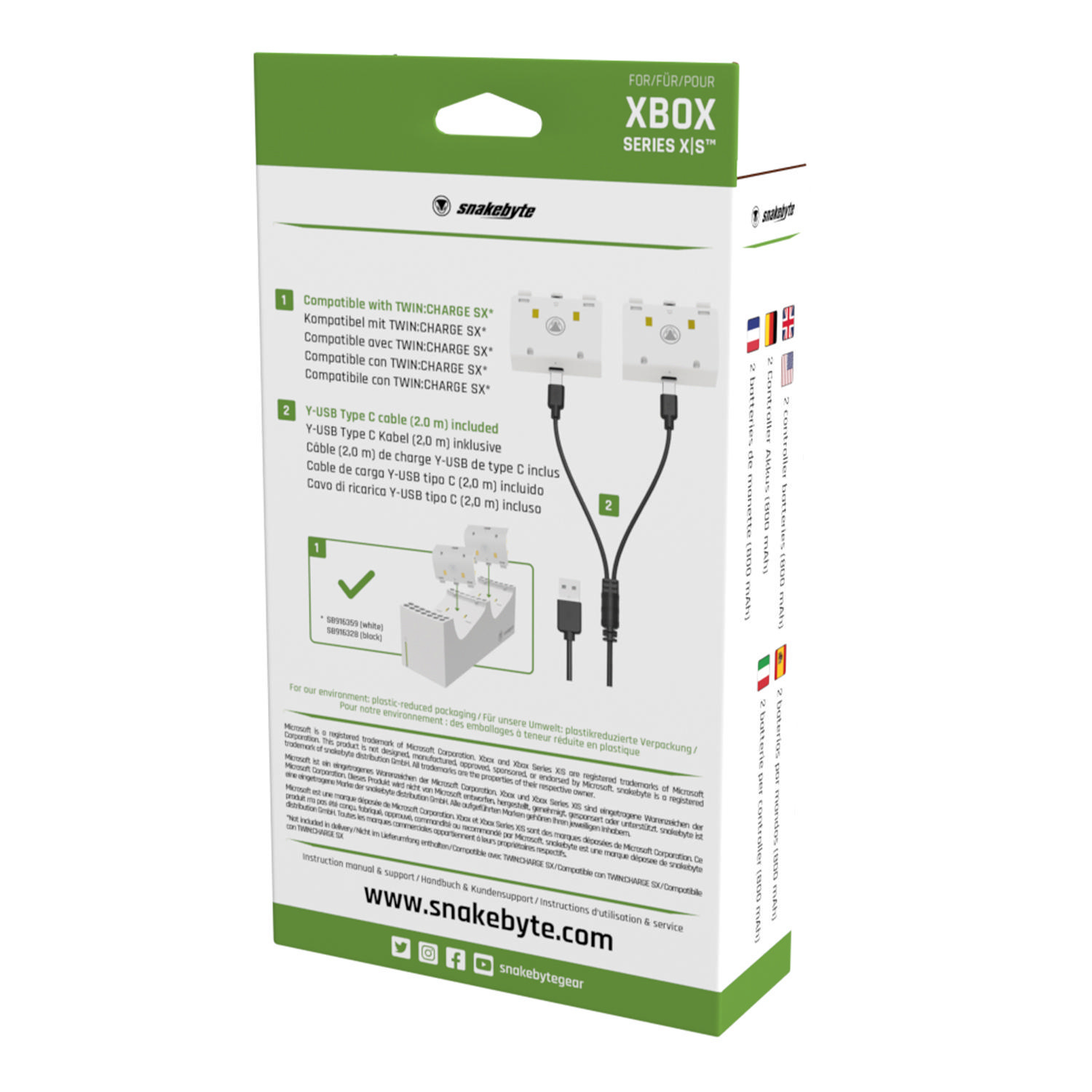 SNAKEBYTE XSX BATTERY:KIT SX™ Controller, für (WHITE), XSX Batterie Pack, weiß wiederaufladbare Akku