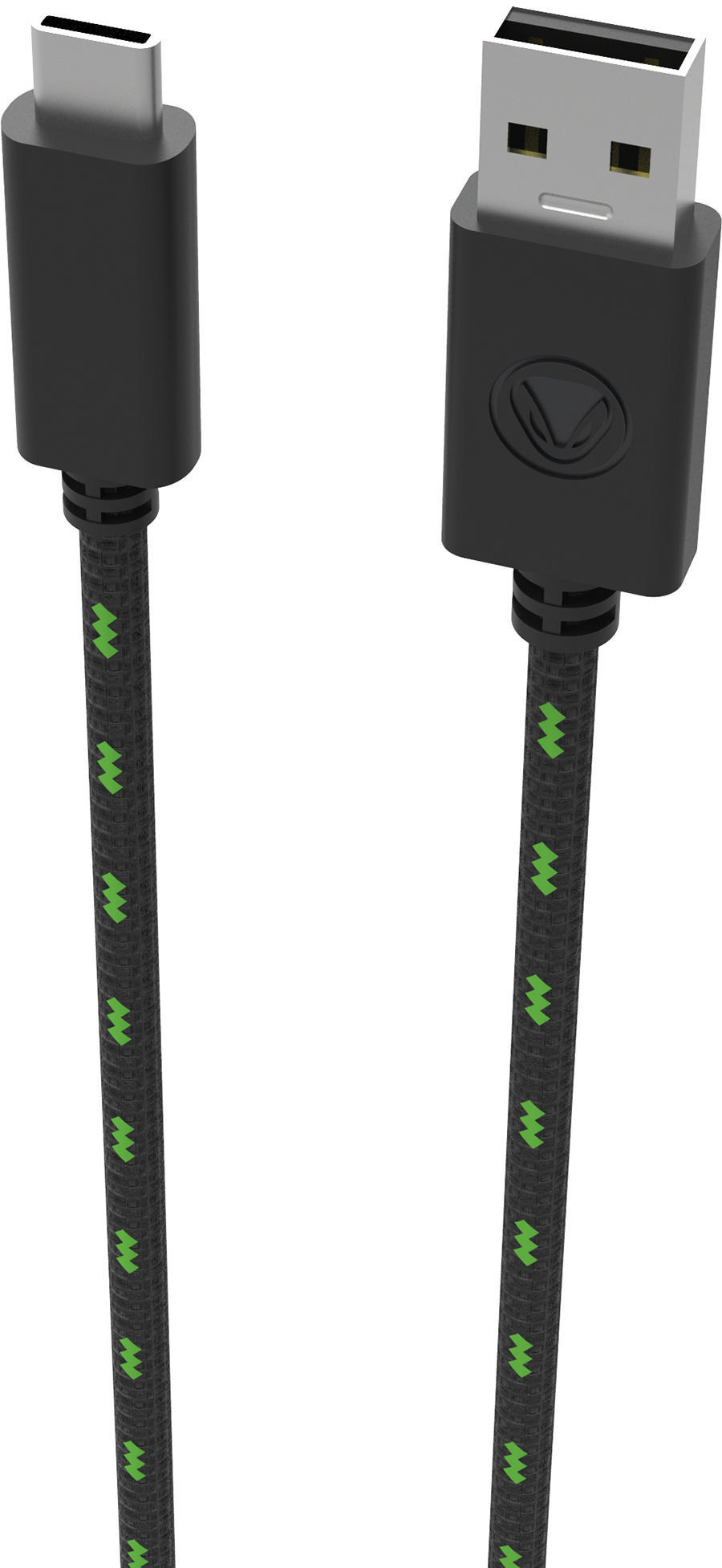 USB-C-zu-USB-C-Kabel mit grünem Zickzackmuster.
