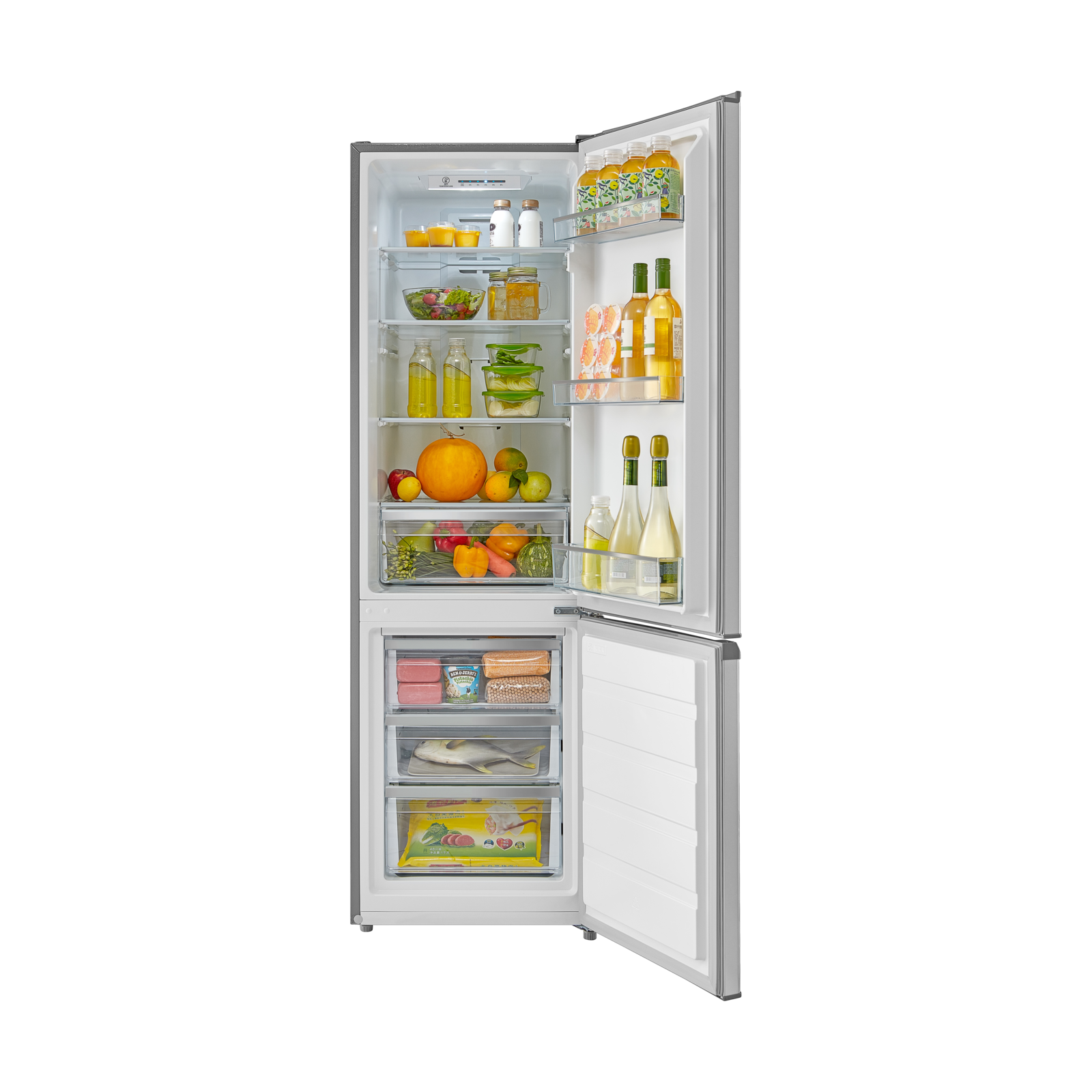 MIDEA MDRB380FGE02  Kühlgefrierkombination (E, 270 l, 1800 mm hoch, Silber)