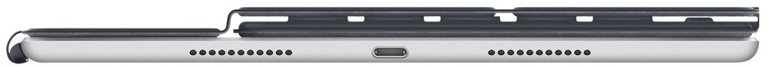 iPad with a keyboard cover, side view. White background.