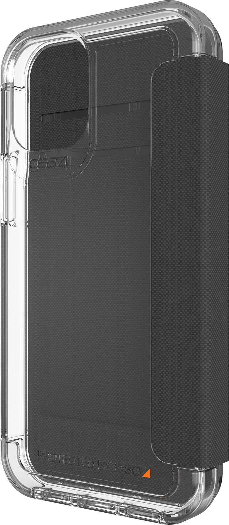 Gear4 Wembley Flip Custodia Per IPhone 12 Mini - Trasparente Con Protezione D3O Anti-Caduta 3m, Slot Porta Carte, Riciclabile