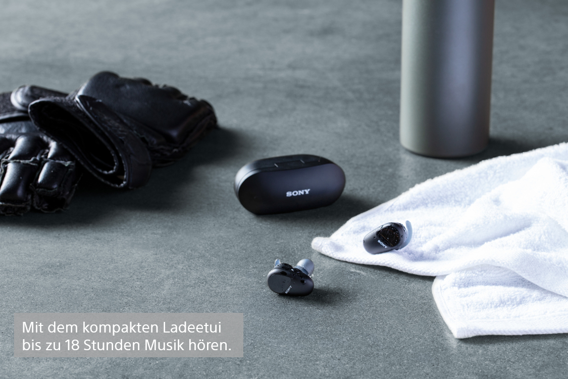 SONY WF-SP800N, Earbuds, Ladeetui, In-ear Kopfhörer Bluetooth Schwarz