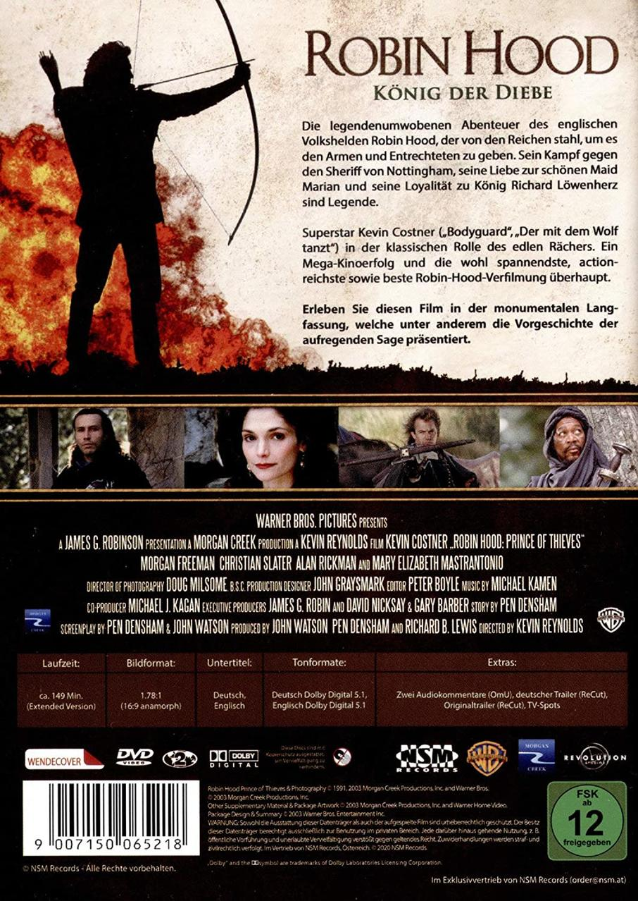 DVD-Cover für Robin Hood: König der Diebe. Ein Mann zielt mit Bogen, mit Filmdetails.