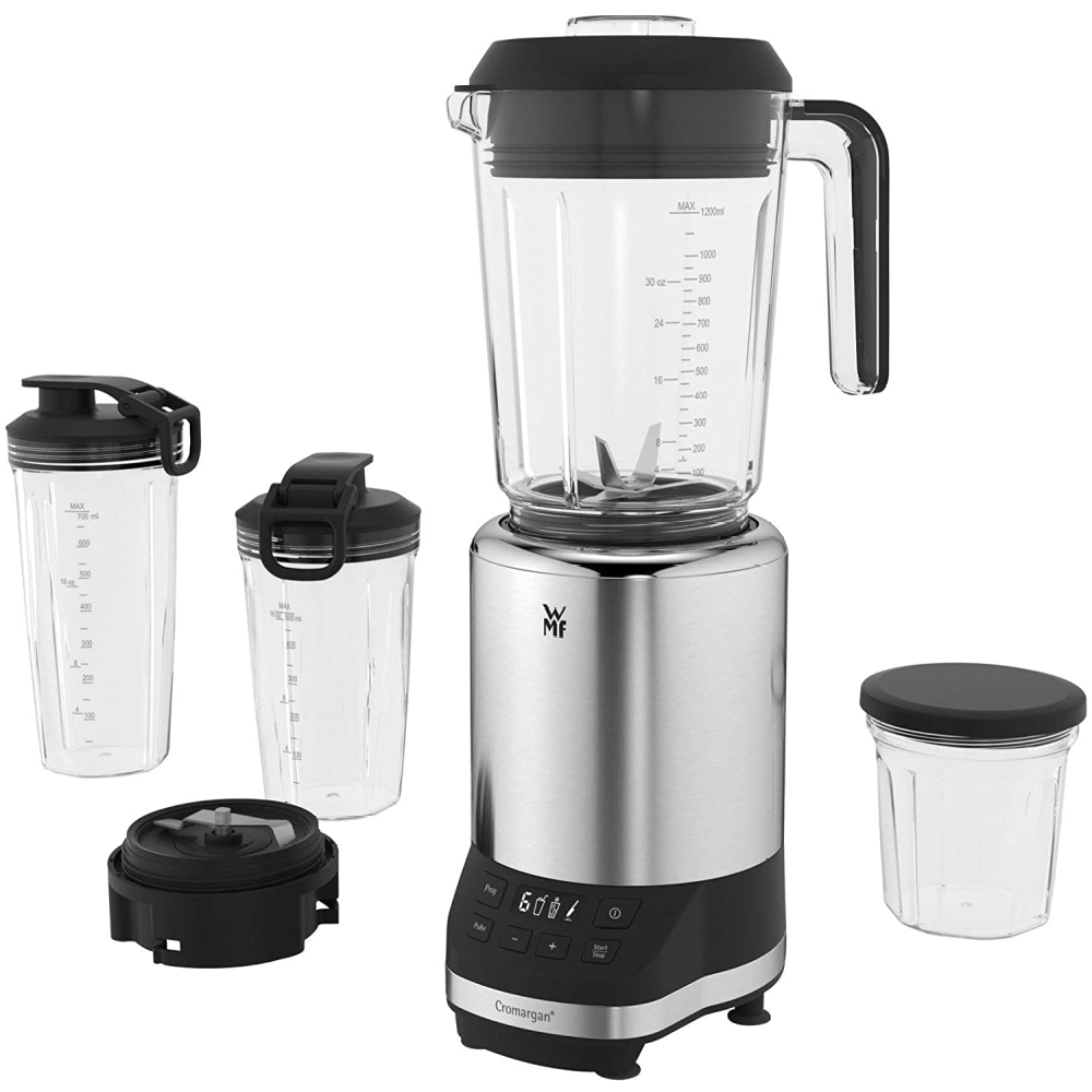 Batidora de vaso - WMF Kult Pro, Multifuncional, 1200 W, 6 velocidades, 3 programas, 7 piezas incluidas, Inox
