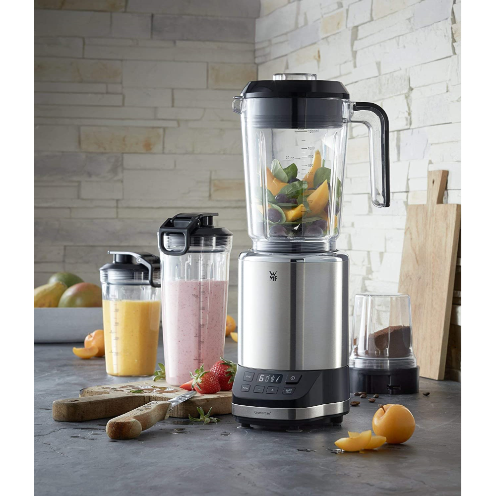 Batidora de vaso - WMF Kult Pro, Multifuncional, 1200 W, 6 velocidades, 3 programas, 7 piezas incluidas, Inox