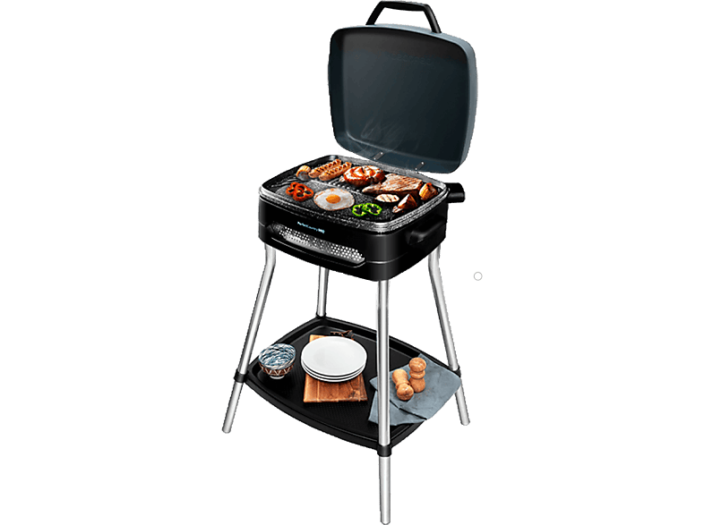Cecotec Barbacoa - Perfectcountry Bbq, Eléctrica, 2000W, Rockstone, Tapa Abatible, Accesorios Incluidos, Negro