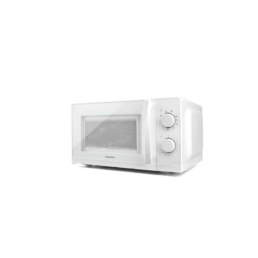 Microondas con grill - Taurus Ready Grill, 900 W, 20 l, 9 programas, Control Mecánico, 20 l, Blanco