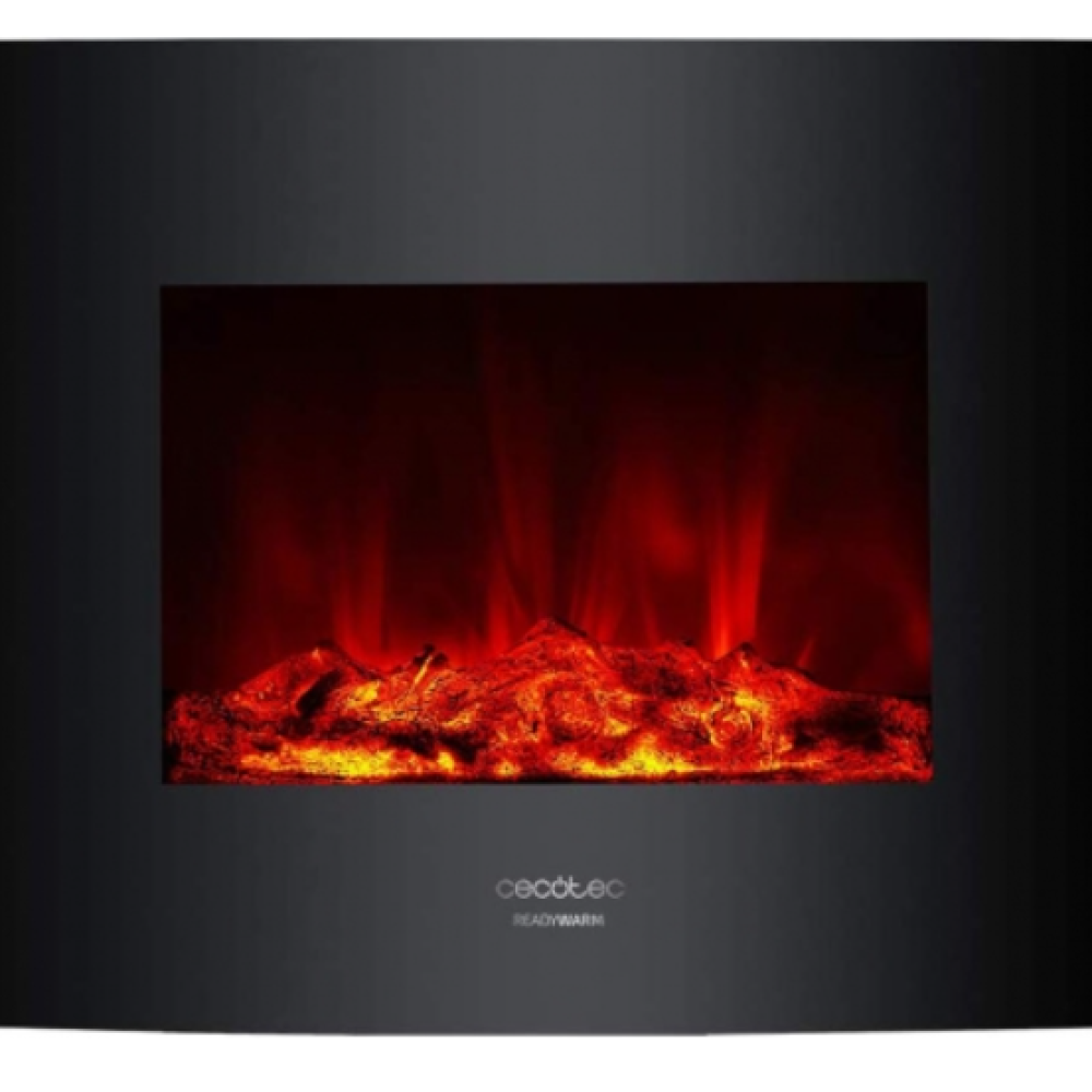 Estufa eléctrica - Cecotec Ready Warm 2600 Curved Flames, Chimenea, Decorativa, Tamaño 26", 2000 W, Negro