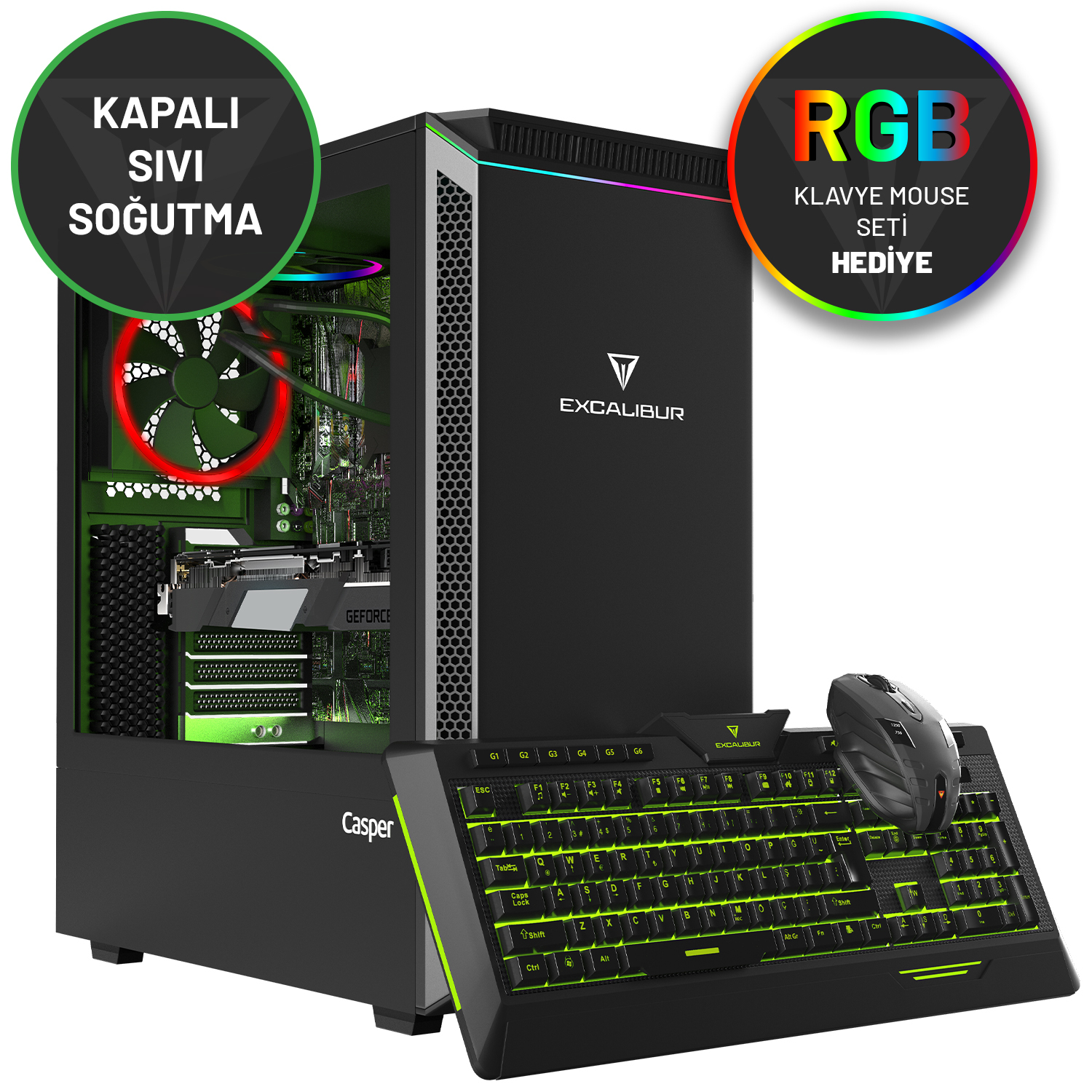 CASPER Excalibur E60Z.107F-D560A-0-K/i7-10700/32GB RAM/1TB HDD+240 GB SSD/RTX 2060 Süper 8GB/W10 Masaüstü Bilgisayar