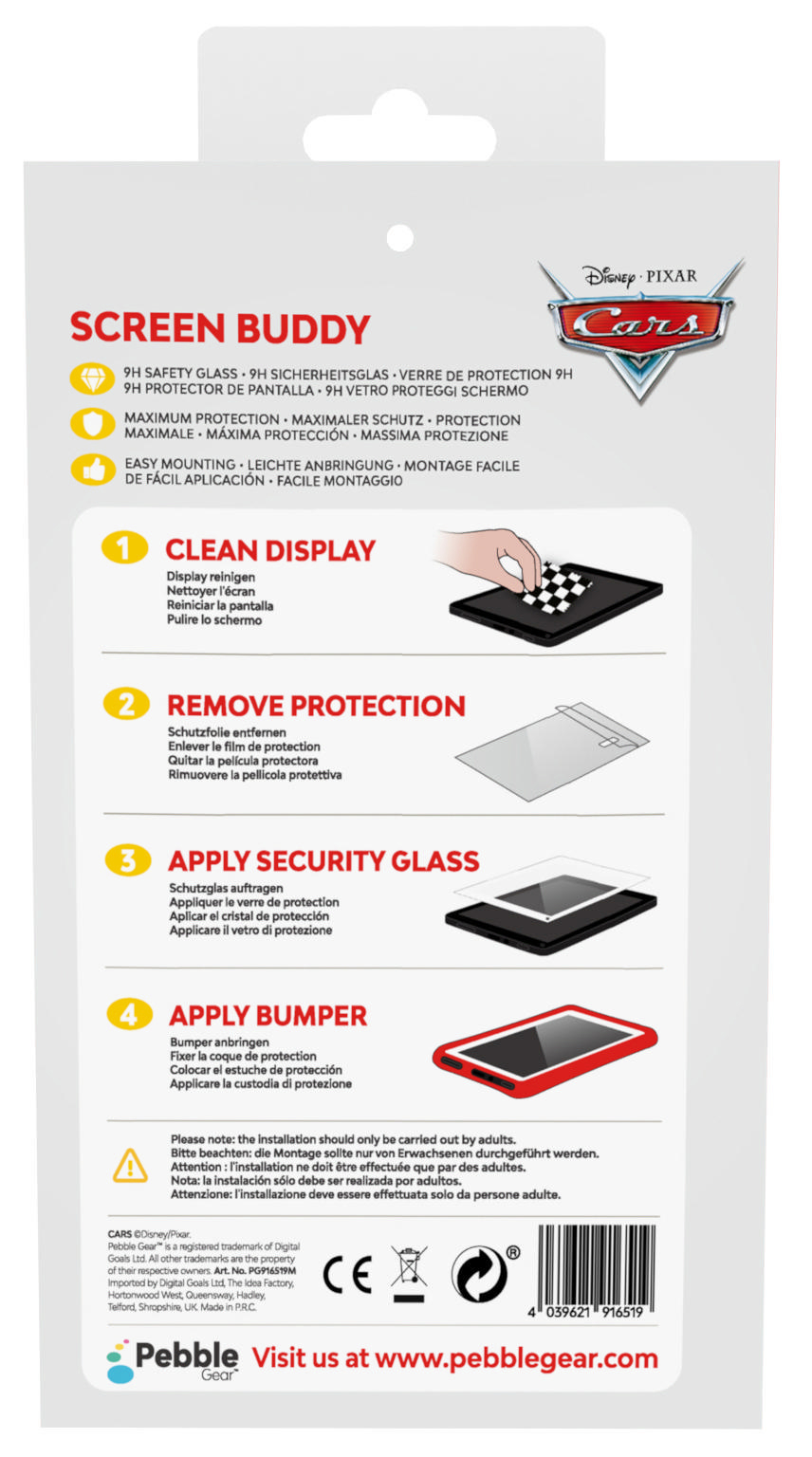 PEBBLE GEAR Cars Screen Buddy / Display Schutz Zubehör für Kinder-Tablet, Mehrfarbig
