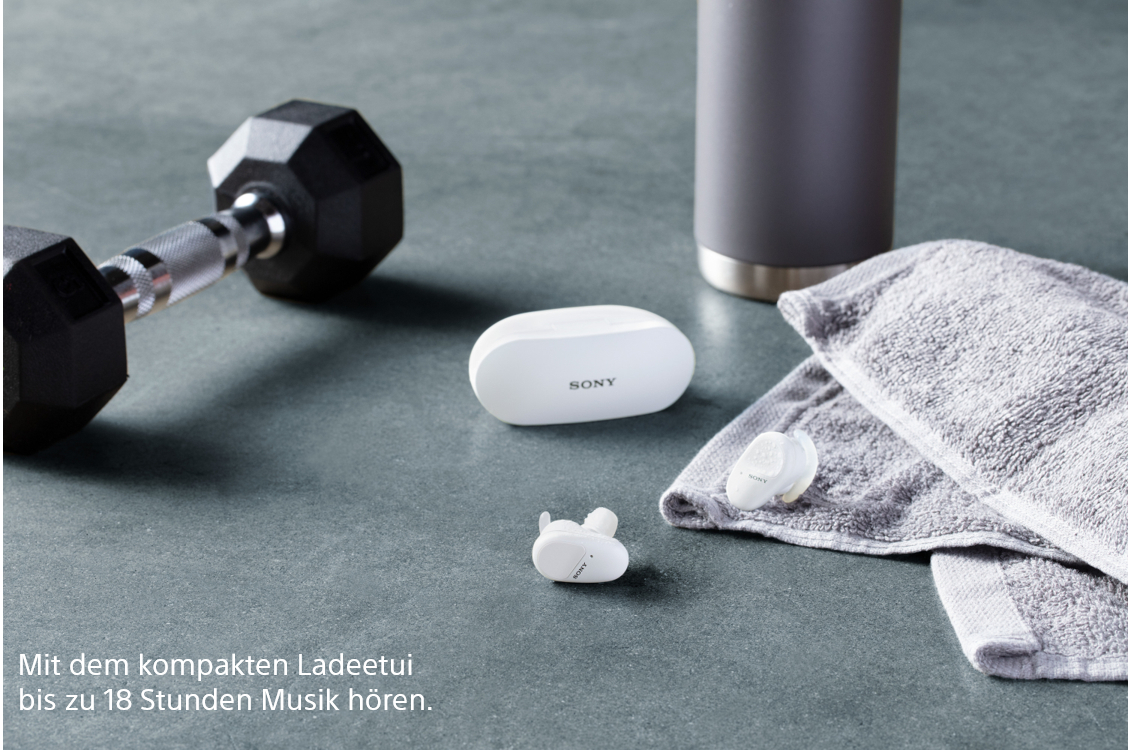 SONY WF-SP800N, Earbuds, Ladeetui, In-ear Kopfhörer Bluetooth Weiß