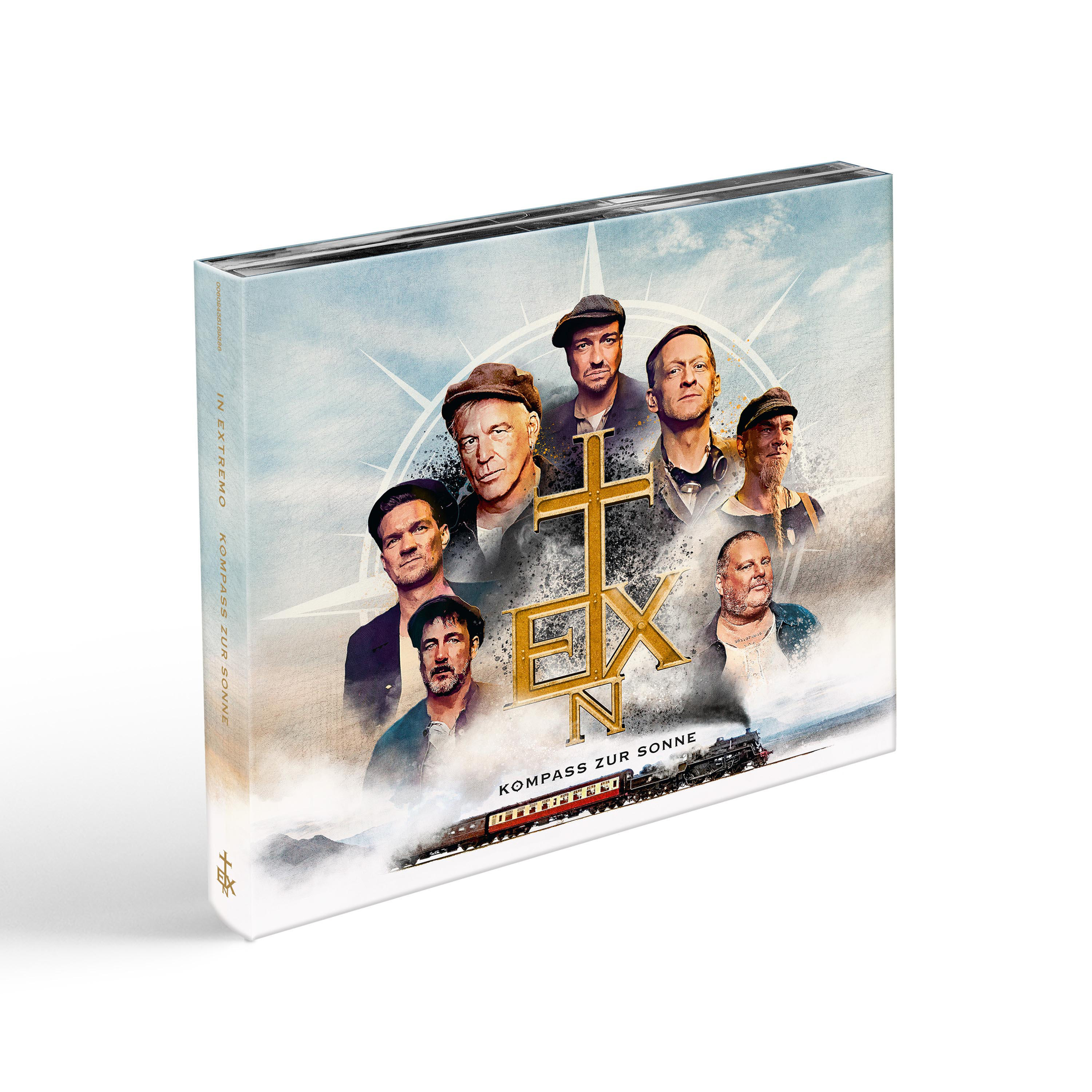 CD-Hülle mit einer Gruppe von Männern und einem Zug.
