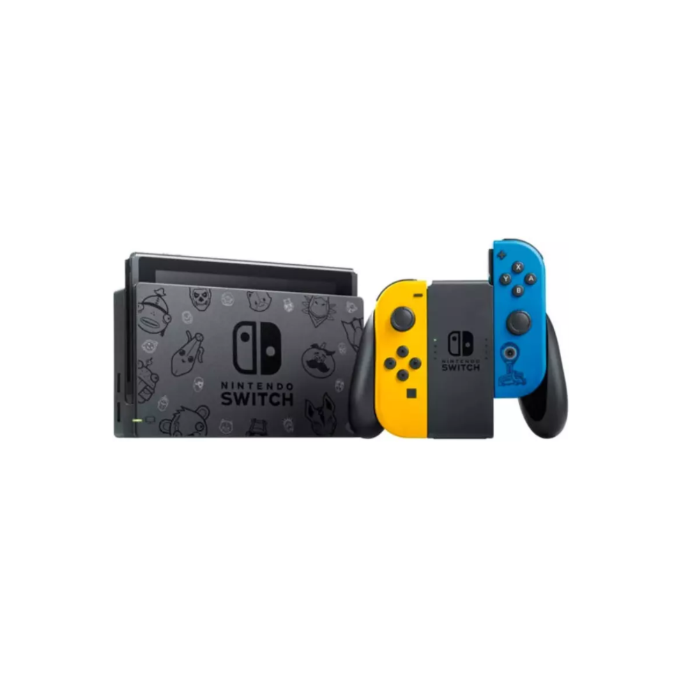 Consola Nintendo Switch limitada fortnite joycon azul y amarillo pack especial v2 lote gata salvaje 2000 pavos hw 32 gb