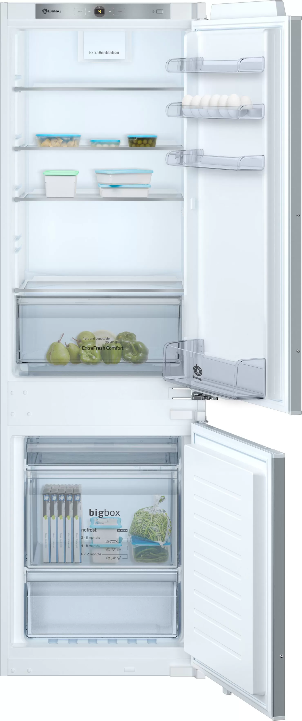 Frigorífico combi - Balay 3KIF713F, 177,2 cm, Encastrable, 39 dB, No Frost, 254 l, Blanco