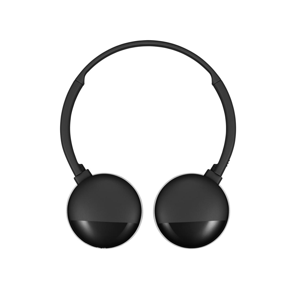 Auriculares negros, con dos grandes auriculares circulares conectados por una banda.