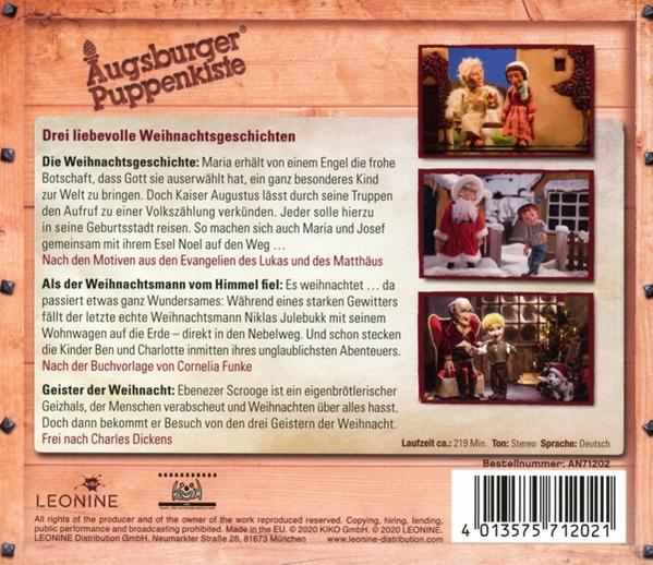 Rückseite einer DVD-Hülle mit Text und Bildern. Es ist eine Weihnachtsgeschichte mit Illustrationen.