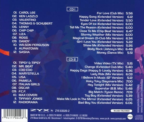 CD-Hülle hinten mit Titelliste. Enthält Namen wie Carol Lee, Wilson Ferguson, Tipsy & Tipsy. ZYX Music Logo.