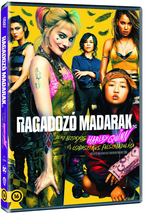 A Ragadozó madarak című film DVD-borítója karakterekkel sárga háttérrel.