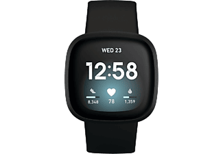 FITBIT Versa 3 Smartwatch - Svart/Svart