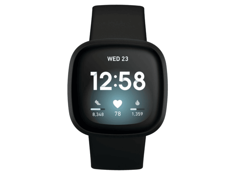 FITBIT Versa 3 Smartwatch - Svart/Svart 