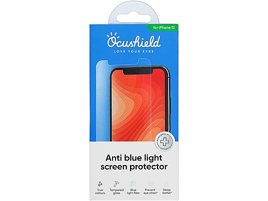 OCUSHIELD Anti Blue Light Screen Protector - Schutzglas (Passend für Modell: Apple iPhone 12 mini)