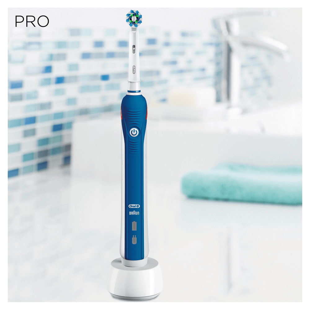 Cepillo Eléctrico - Oral B PRO 2000 Cross action, Cepillado 3D, Sensor de presión con luz, 2