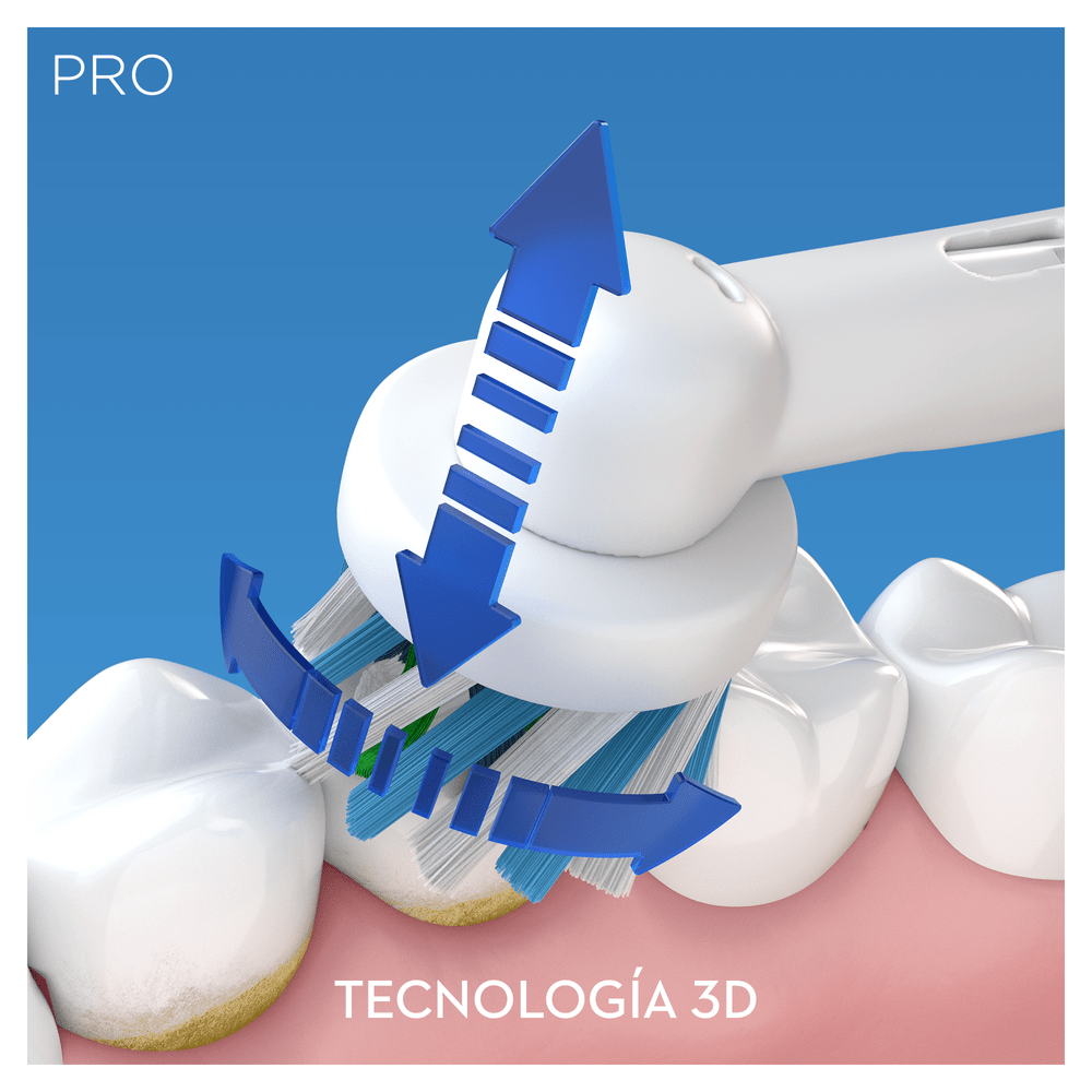 Cepillo Eléctrico - Oral B PRO 2000 Cross action, Cepillado 3D, Sensor de presión con luz, 2